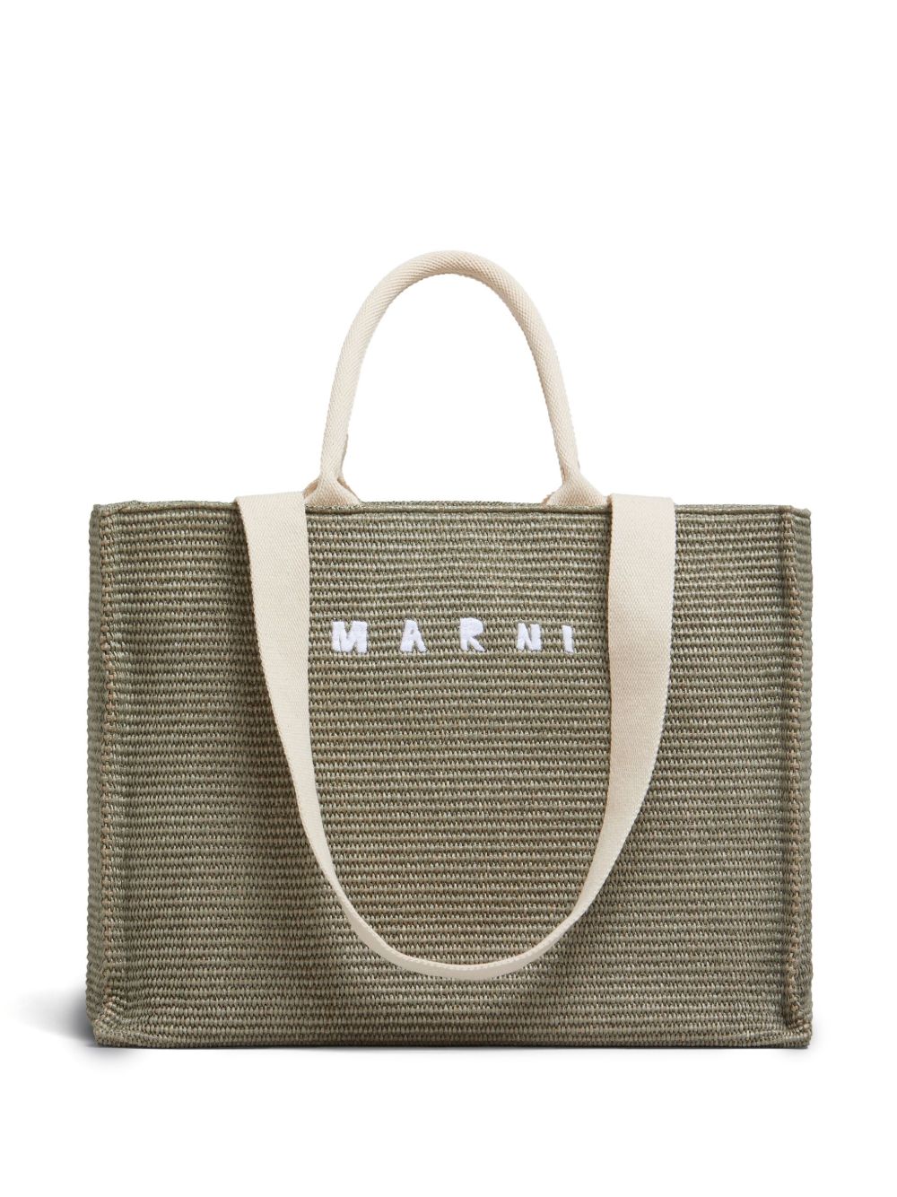 Marni 大号拉菲草手提包 - 绿色