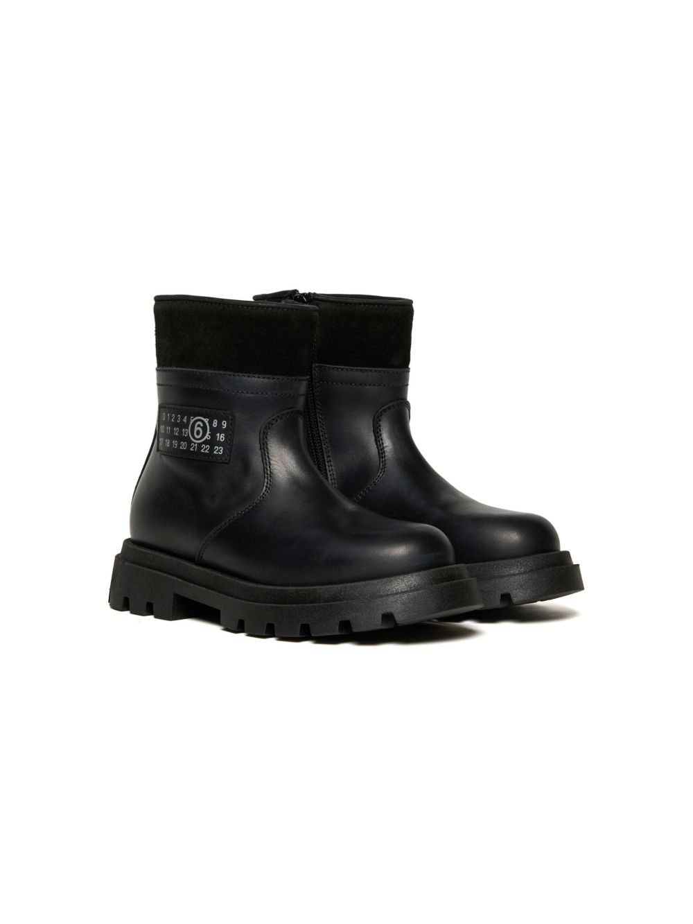 MM6 Maison Margiela Kids logo贴花及踝靴 - 黑色