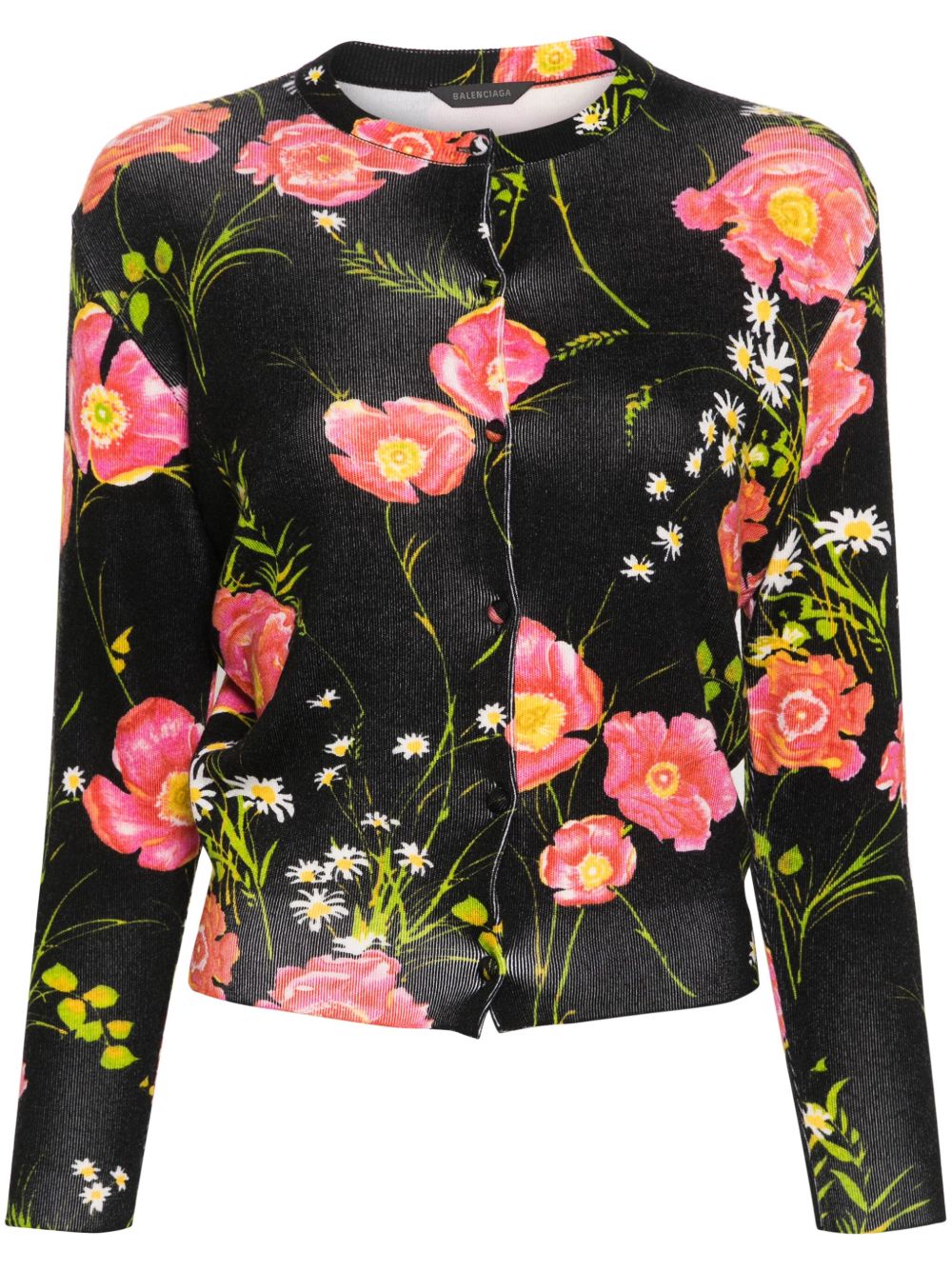Balenciaga 花卉印花羊毛开衫 - 黑色