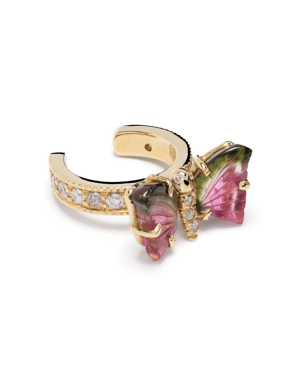 Jacquie Aiche 14K黄金 Watermelon Butterfly 碧玺耳骨夹 - 金色