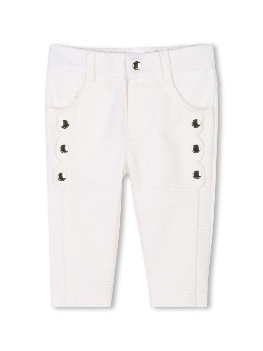 Chloé Kids 铆钉细节长裤 - OFFWHITE