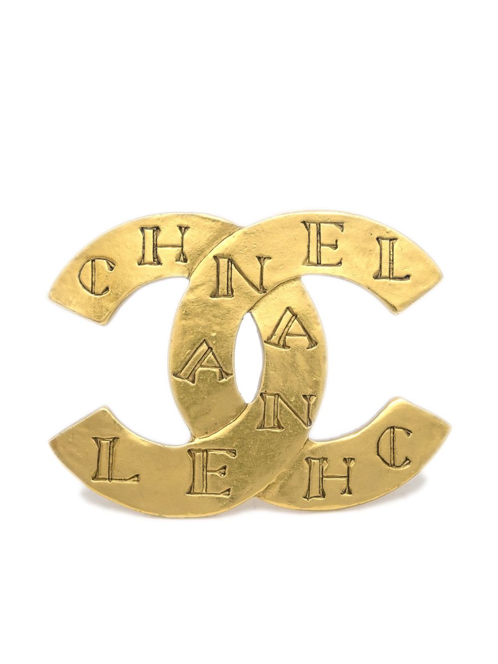 CHANEL Pre-Owned CC logo雕刻胸针（1999年典藏款） - 金色