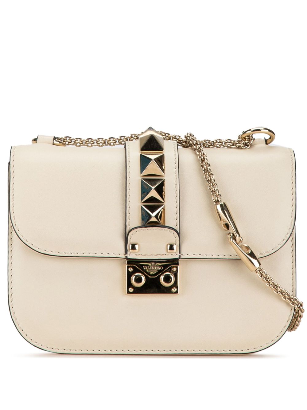 Valentino Garavani Pre-Owned Rockstud Glam Lock 小号斜挎包（2010-2023年典藏款） - 白色