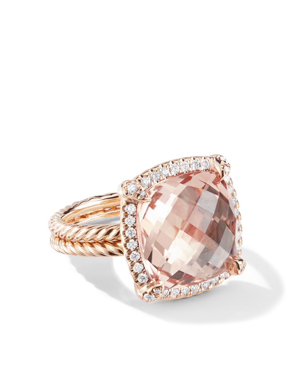 David Yurman 18K玫瑰金 Châtelaine 摩根石钻石戒指 - 粉色