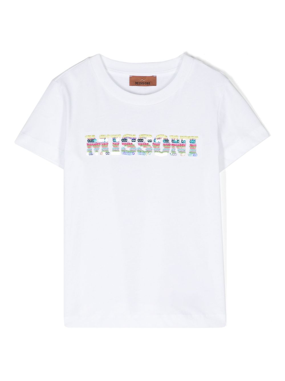 Missoni Kids logo刺绣棉T恤 - 白色