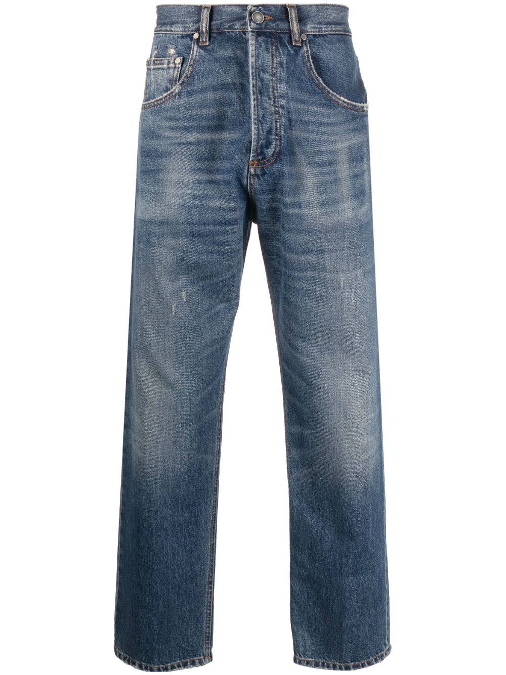 Lardini 仿旧直筒牛仔裤 - 蓝色