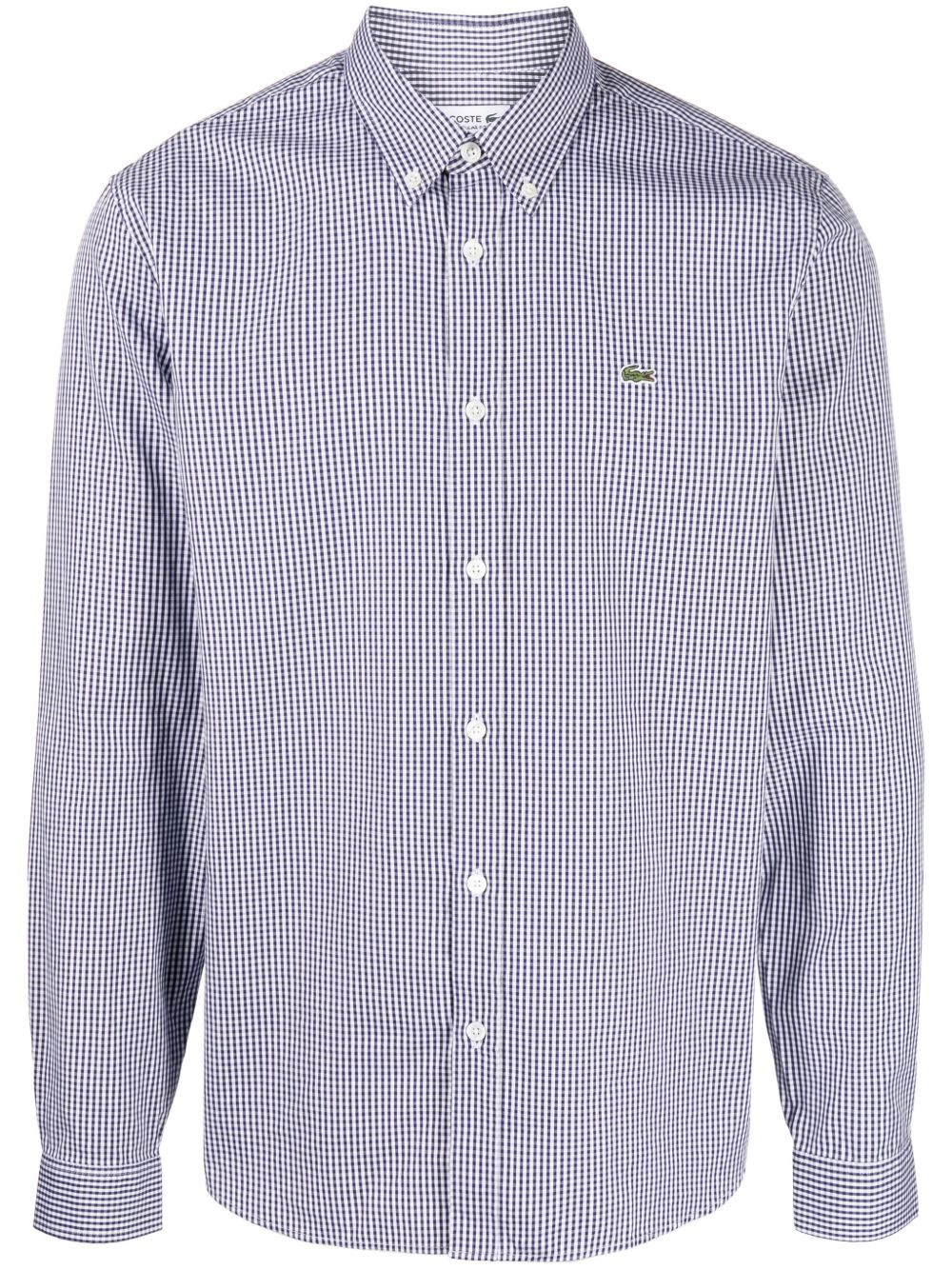 Lacoste 格纹扣角领衬衫 - 蓝色