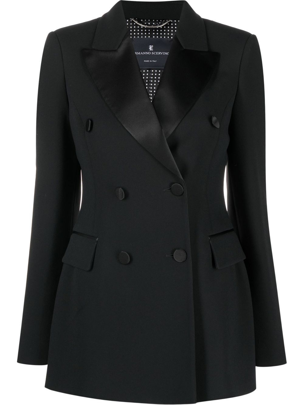 Ermanno Scervino 尖翻领双排扣西装夹克 - 黑色