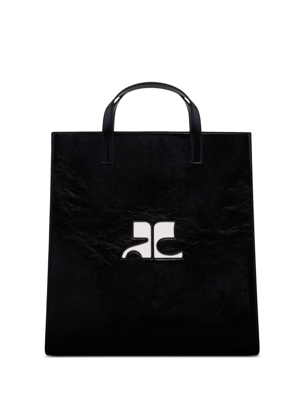 Courrèges Heritage 皮质手提包 - 黑色