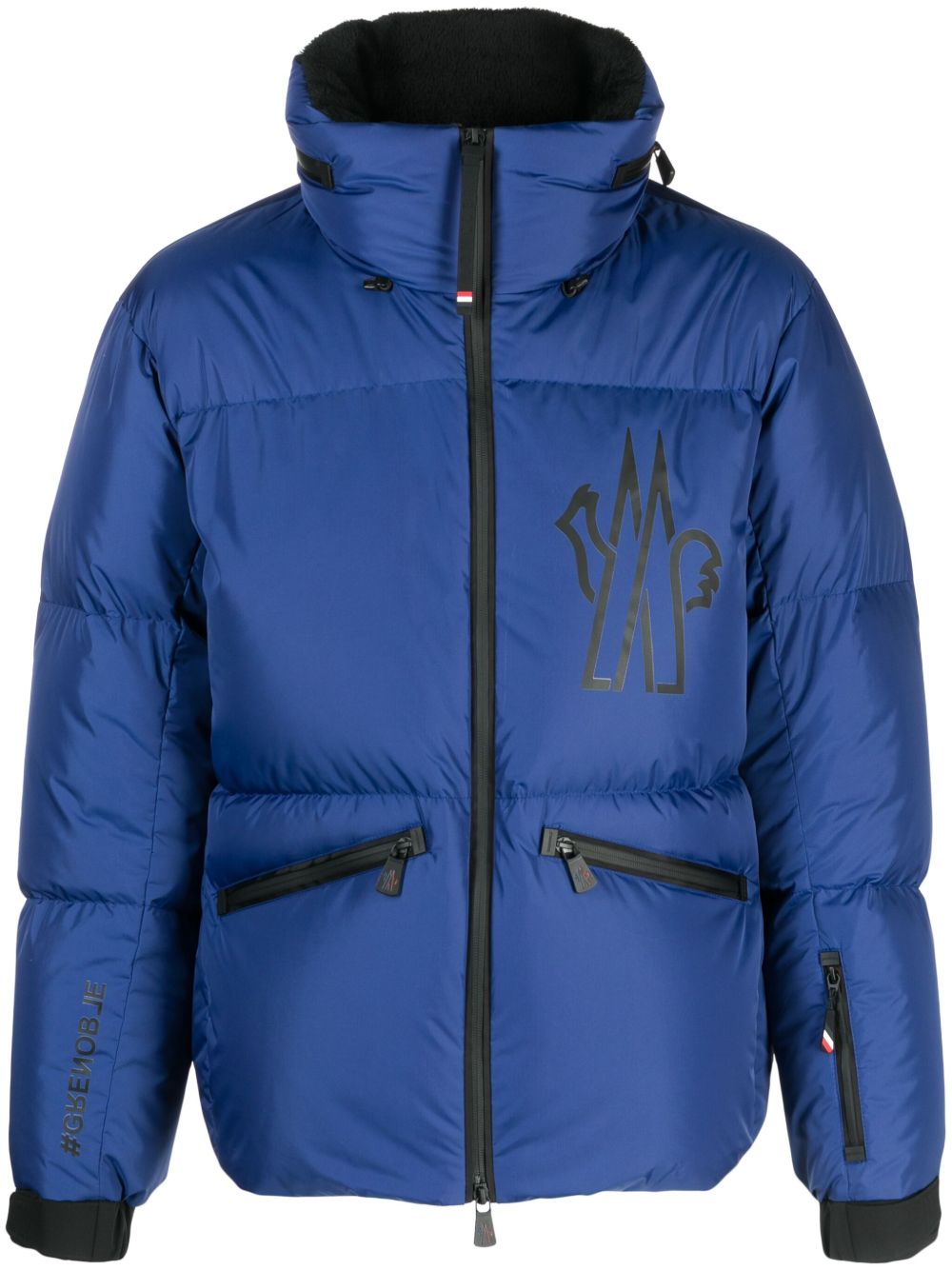 Moncler Grenoble Verdons logo贴花连帽羽绒夹克 - 蓝色