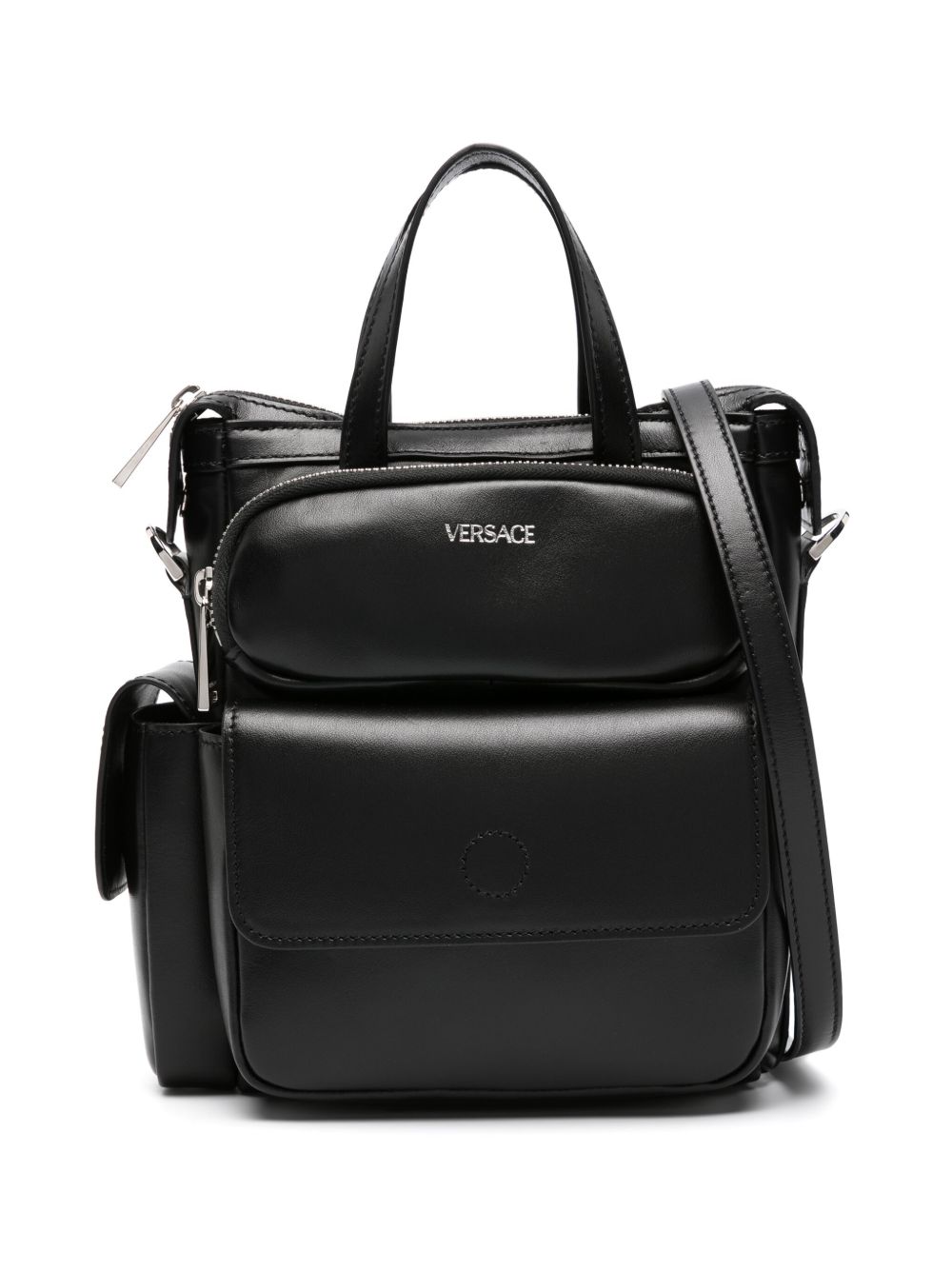 Versace Cargo 皮质手提包 - 黑色