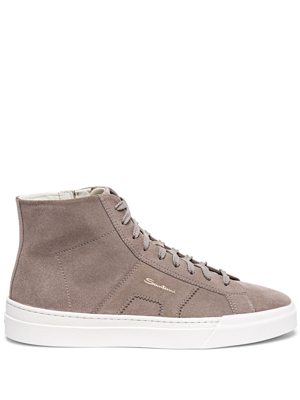 Santoni logo高帮运动鞋 - 褐色