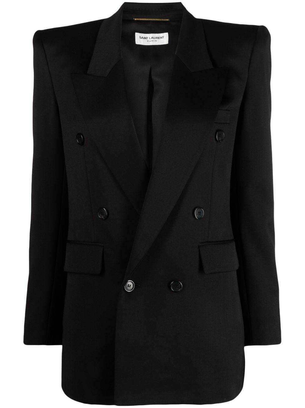 Saint Laurent 羊毛双排扣西装夹克 - 黑色