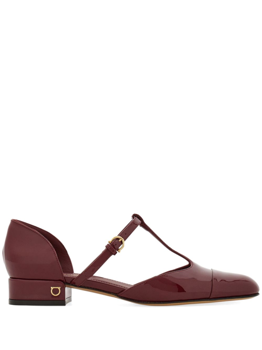 Ferragamo T 字带芭蕾低跟鞋 - 红色