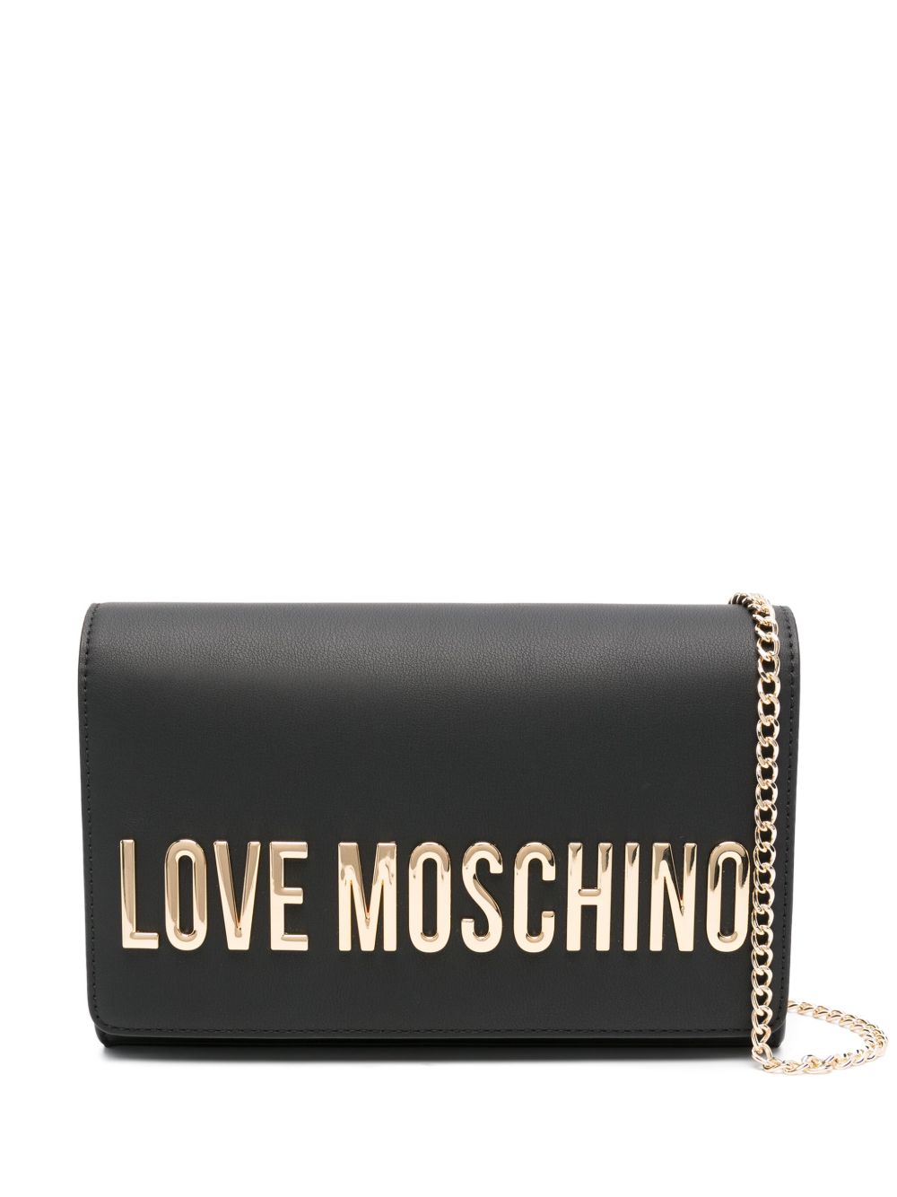Love Moschino logo标牌斜挎包 - 黑色