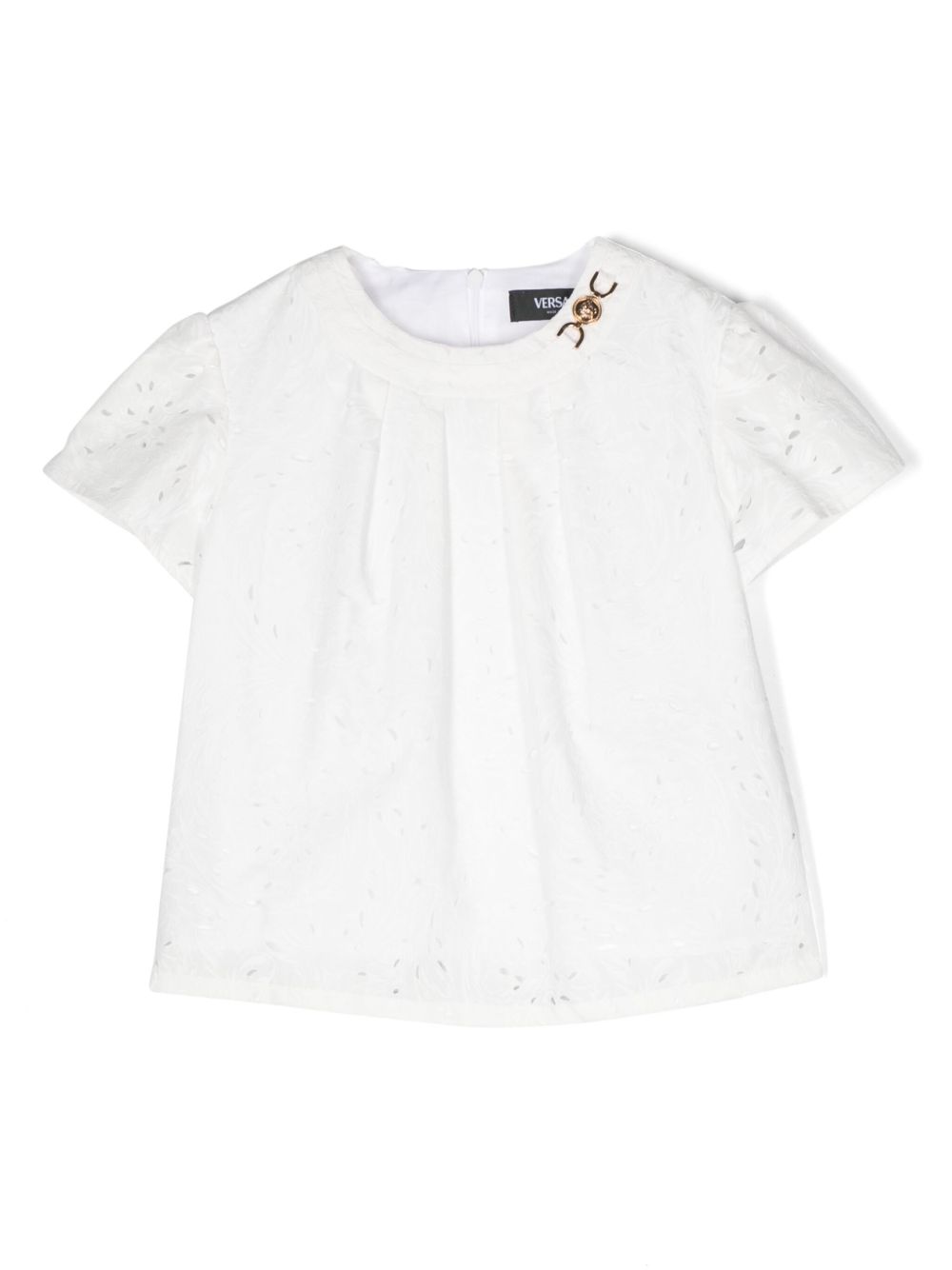 Versace Kids Barocco Sangallo 花卉衬衫 - 白色