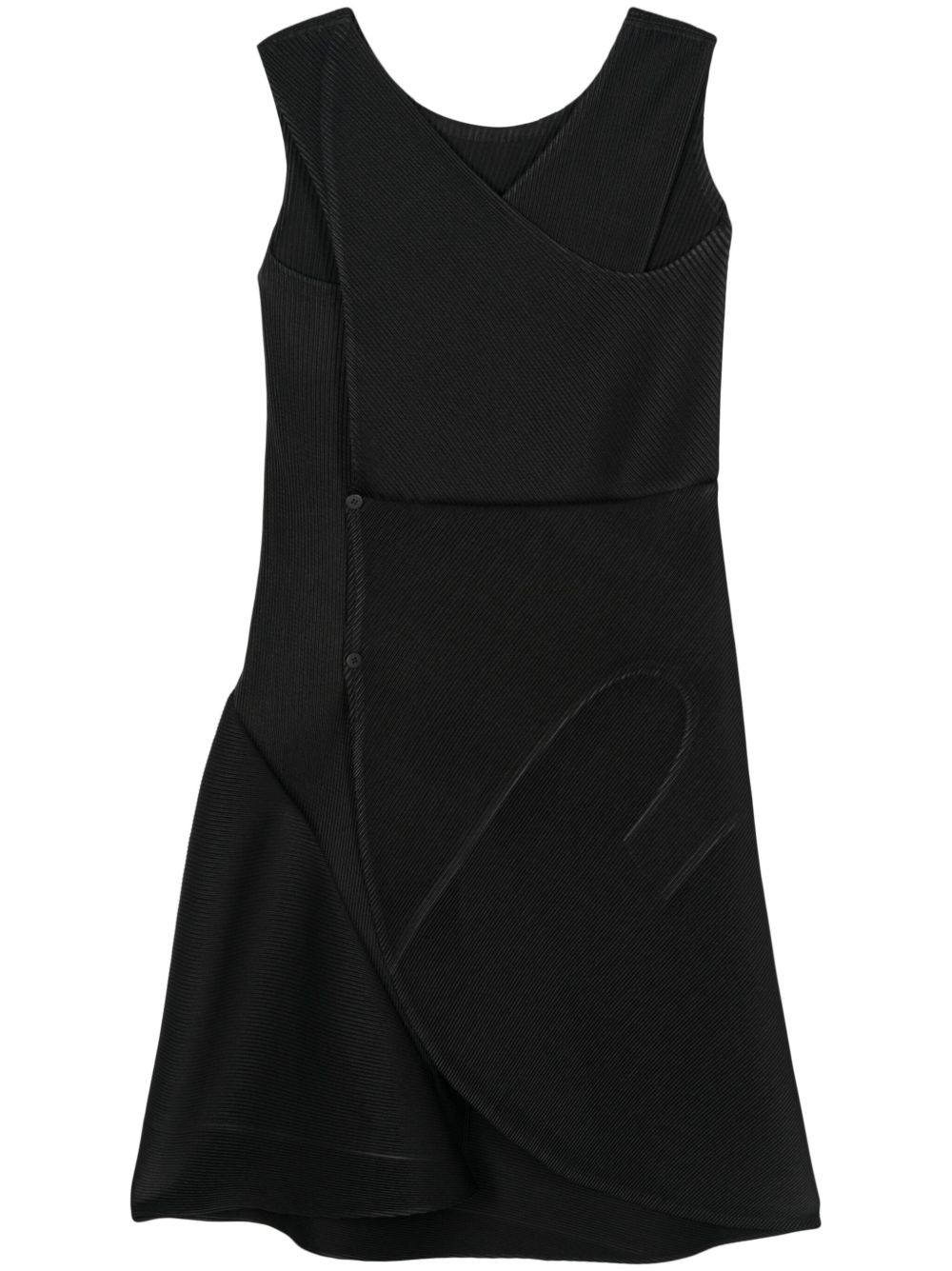 Issey Miyake Leather Like Pleats 迷你连衣裙 - 黑色