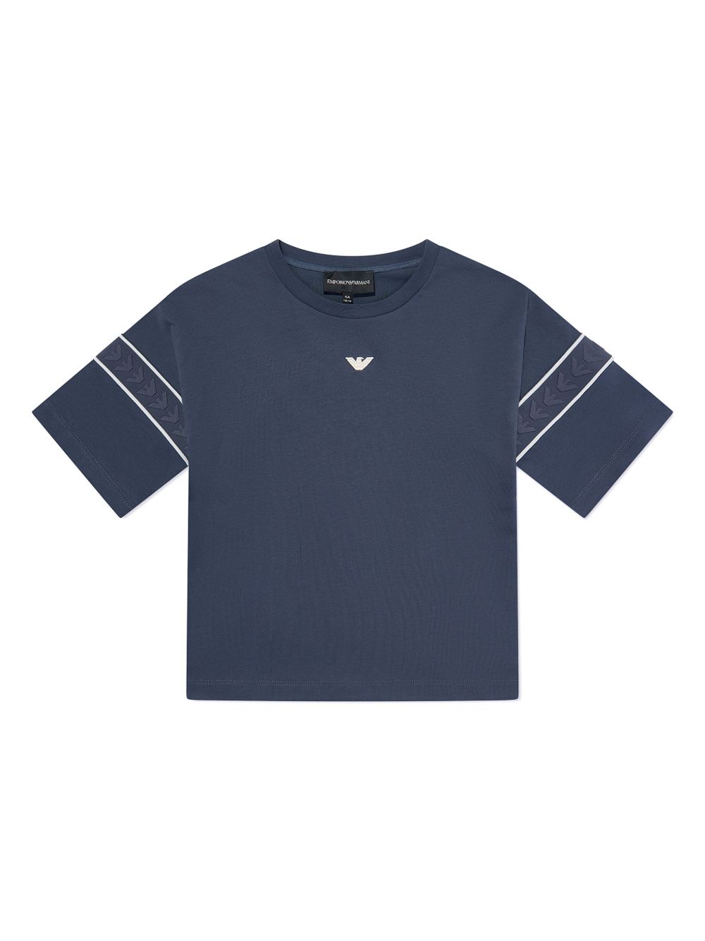 Emporio Armani Kids logo刺绣棉T恤 - 蓝色