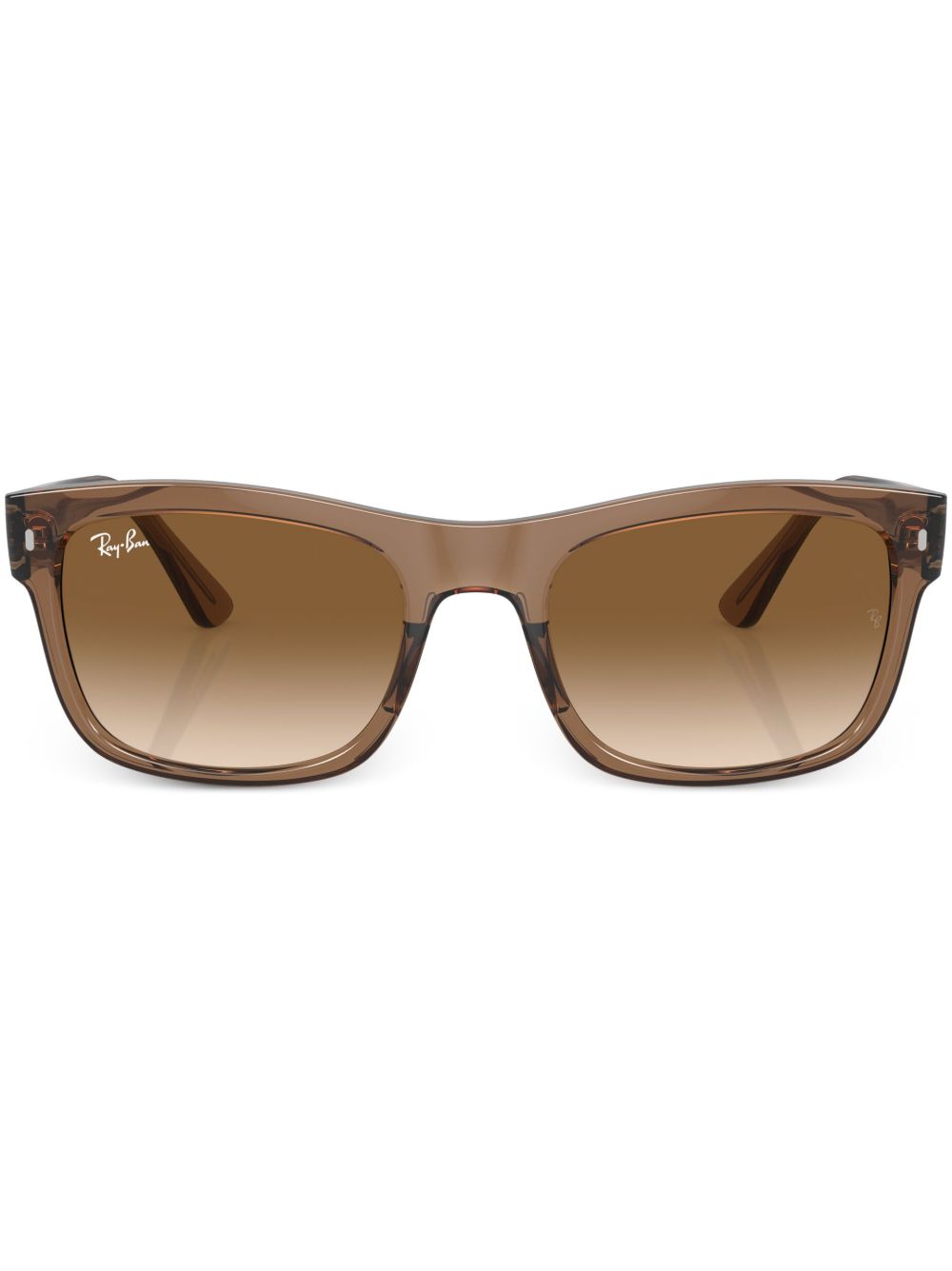 Ray-Ban logo标牌方框太阳眼镜 - 褐色