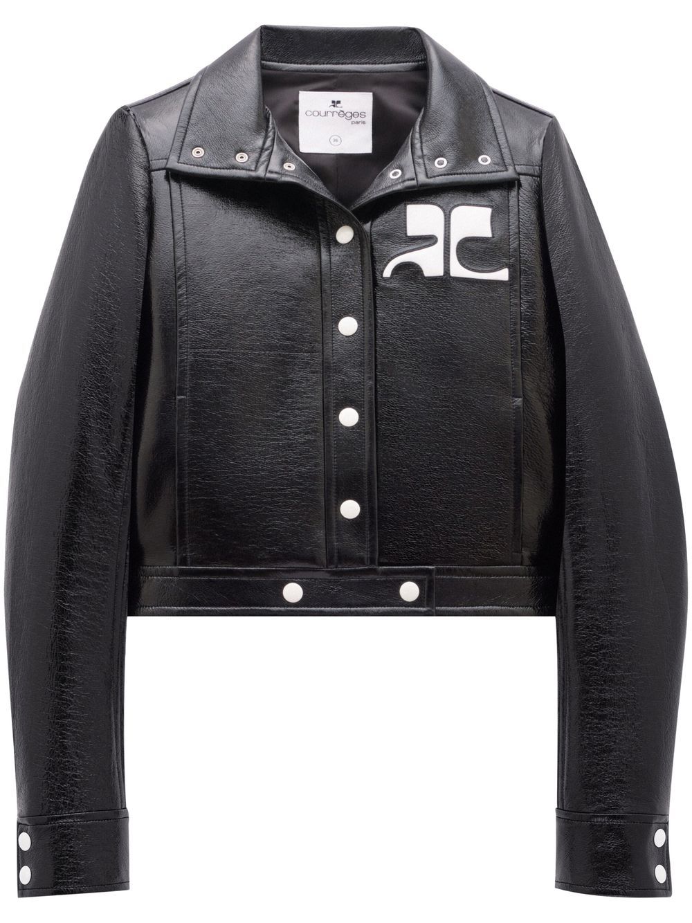 Courrèges Iconique 漆光效果夹克 - 黑色