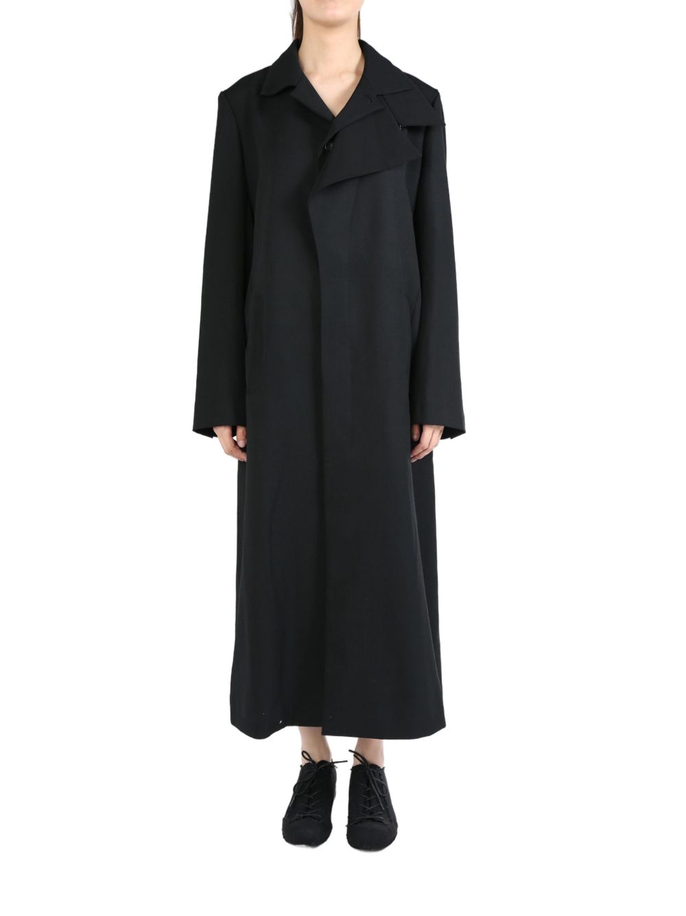 Yohji Yamamoto asymmetric-lapel coat - 黑色