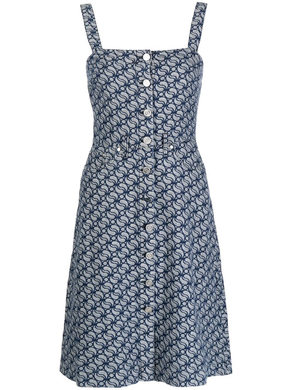 Stella McCartney logo提花牛仔连衣裙 - 蓝色