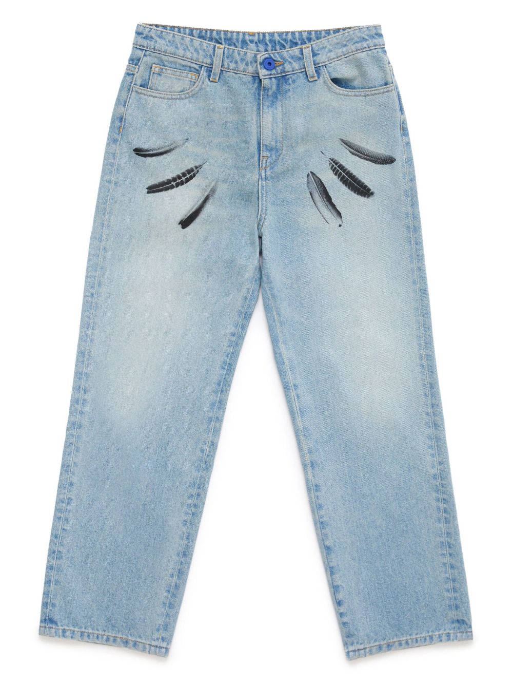 Marcelo Burlon County Of Milan Kids Wind Feathers 直筒牛仔裤 - 蓝色