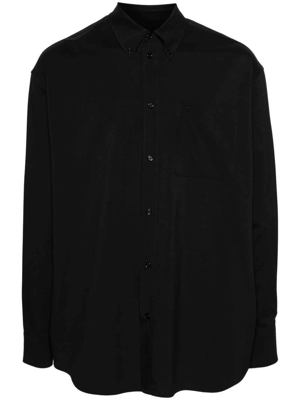 Off-White 经典logo刺绣棉衬衫 - 黑色