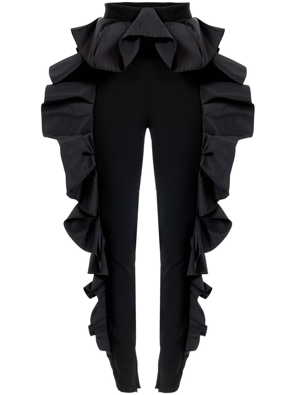 Carolina Herrera 荷叶边缀饰紧身长裤 - 黑色
