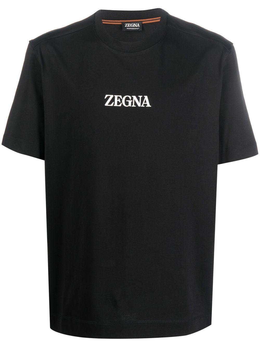 Zegna logo印花棉T恤 - 黑色