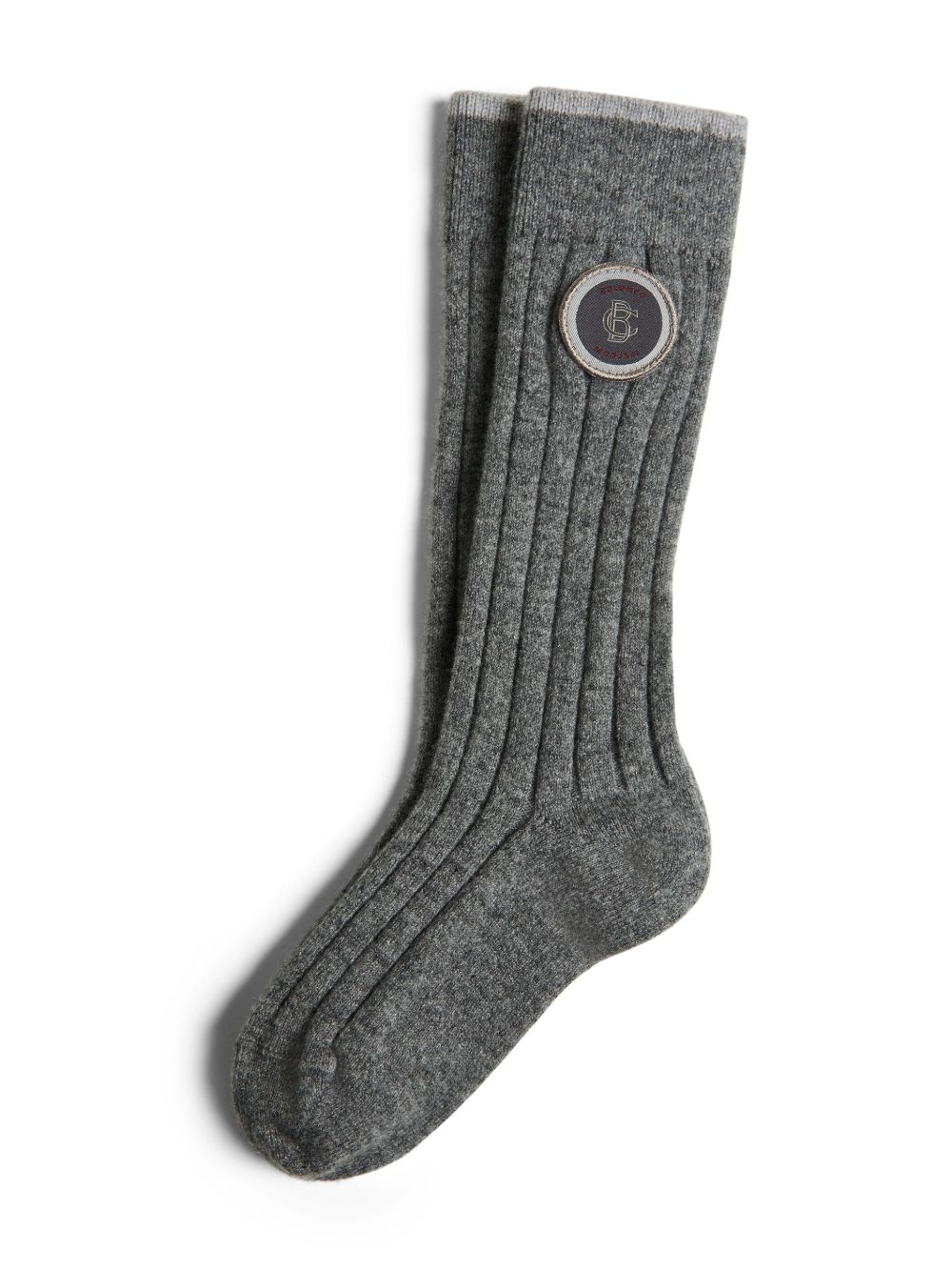 Brunello Cucinelli Kids 羊绒罗纹针织袜 - 灰色