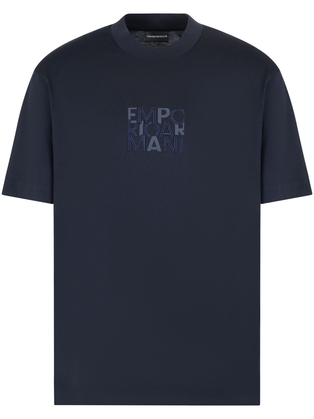 Emporio Armani logo压纹T恤 - 蓝色
