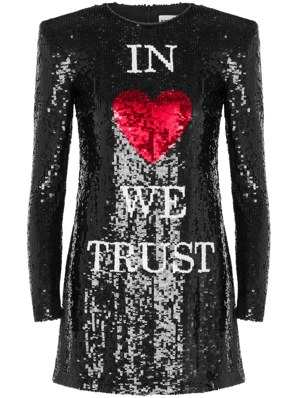 Moschino In Love We Trust 亮片缀饰迷你连衣裙 - 黑色