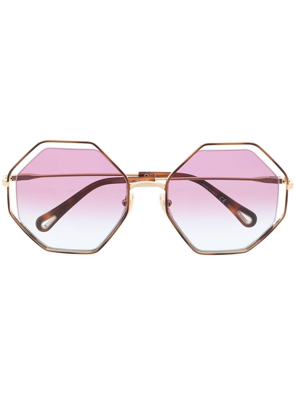 Chloé Eyewear 八角形框太阳眼镜 - 紫色