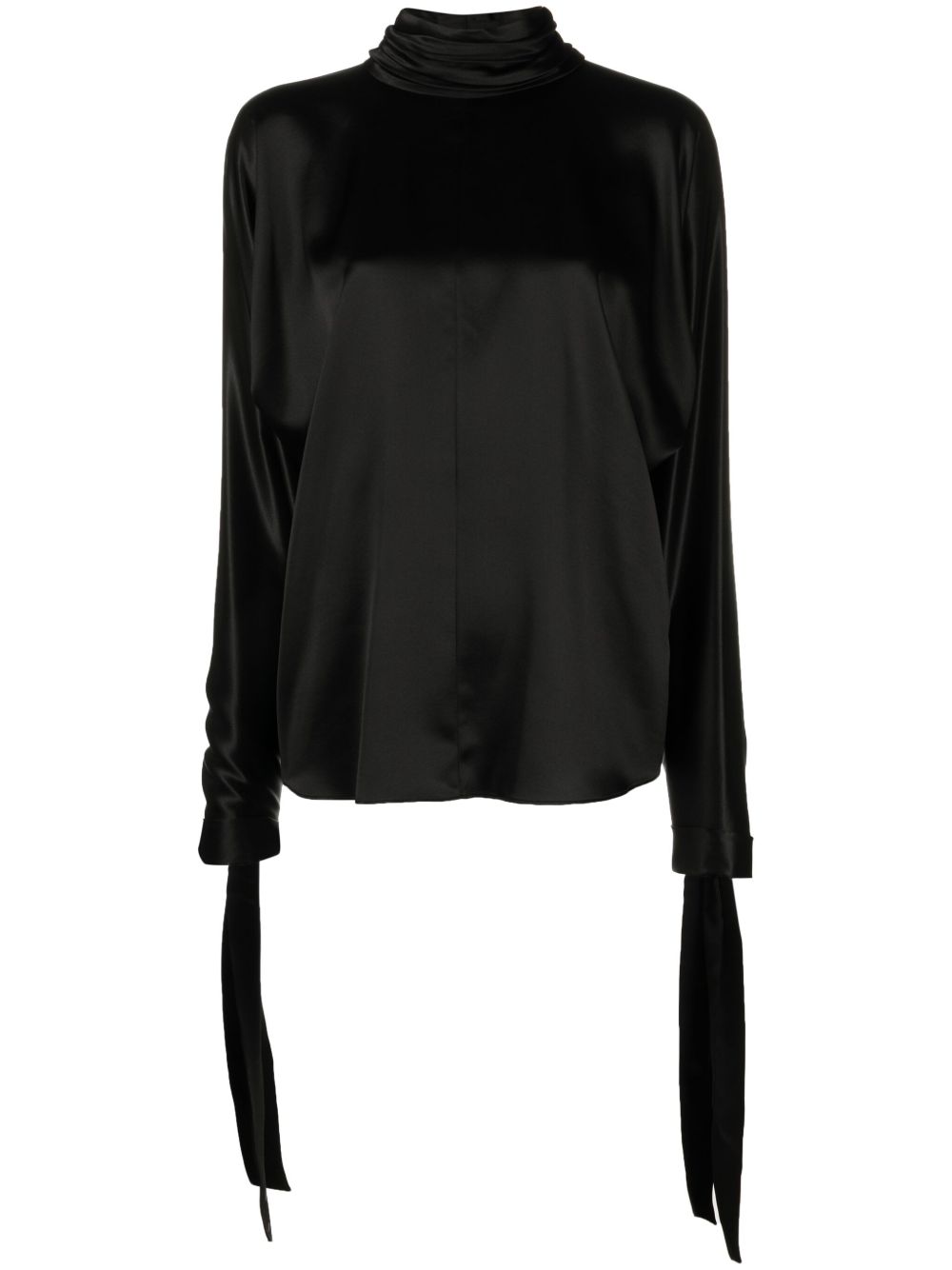 Saint Laurent 高领真丝罩衫 - 黑色