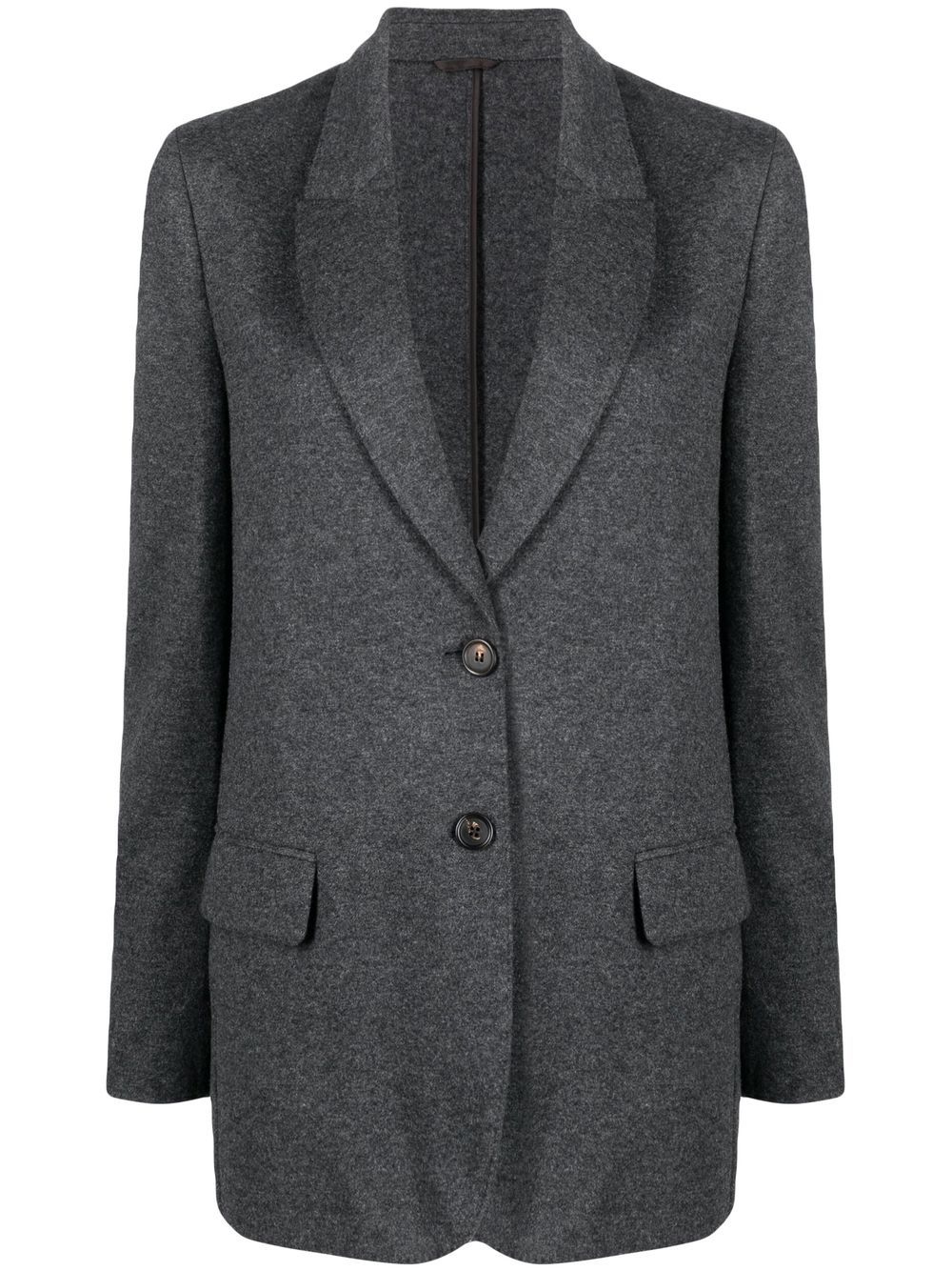 Brunello Cucinelli 单排扣羊绒西装夹克 - 灰色