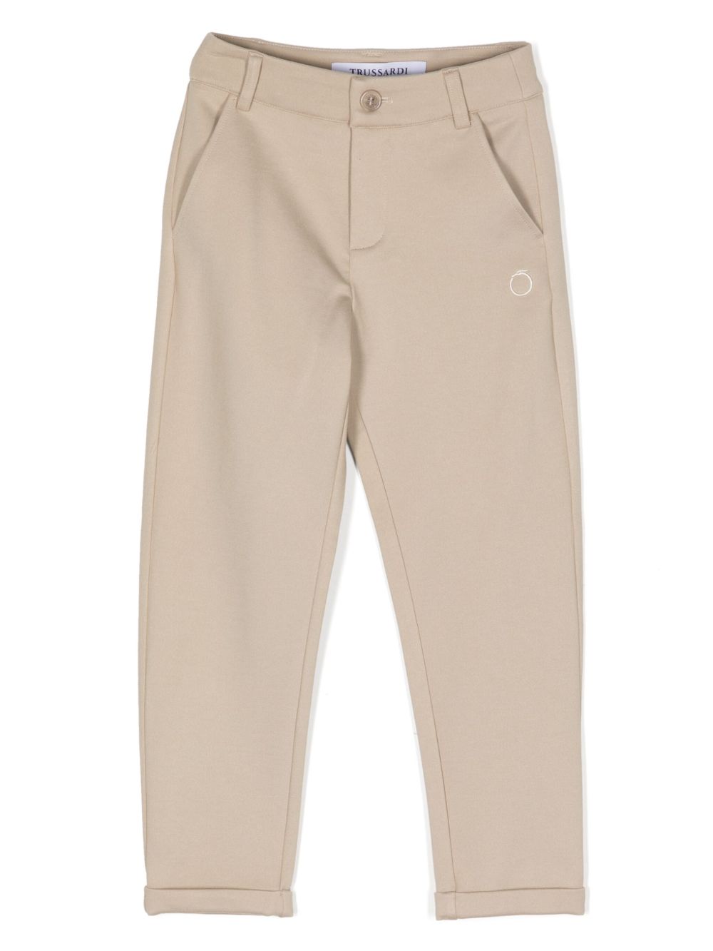 TRUSSARDI JUNIOR logo刺绣直筒裤 - 中性色