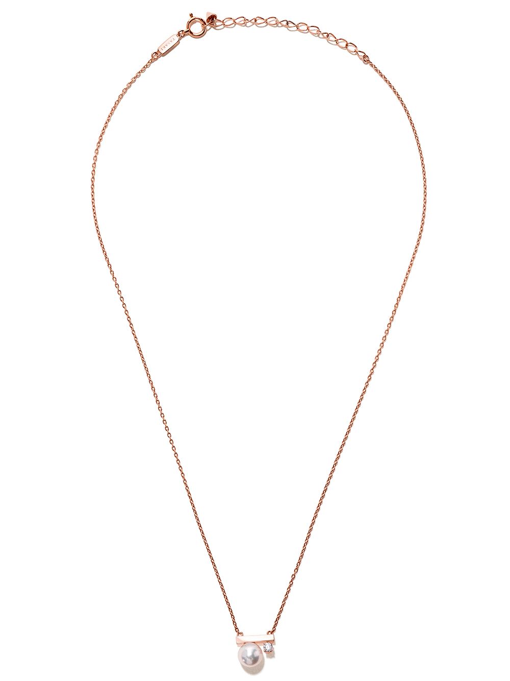 TASAKI Balance Class 18K玫瑰金小号阿古屋珍珠钻石吊饰项链 - 金色