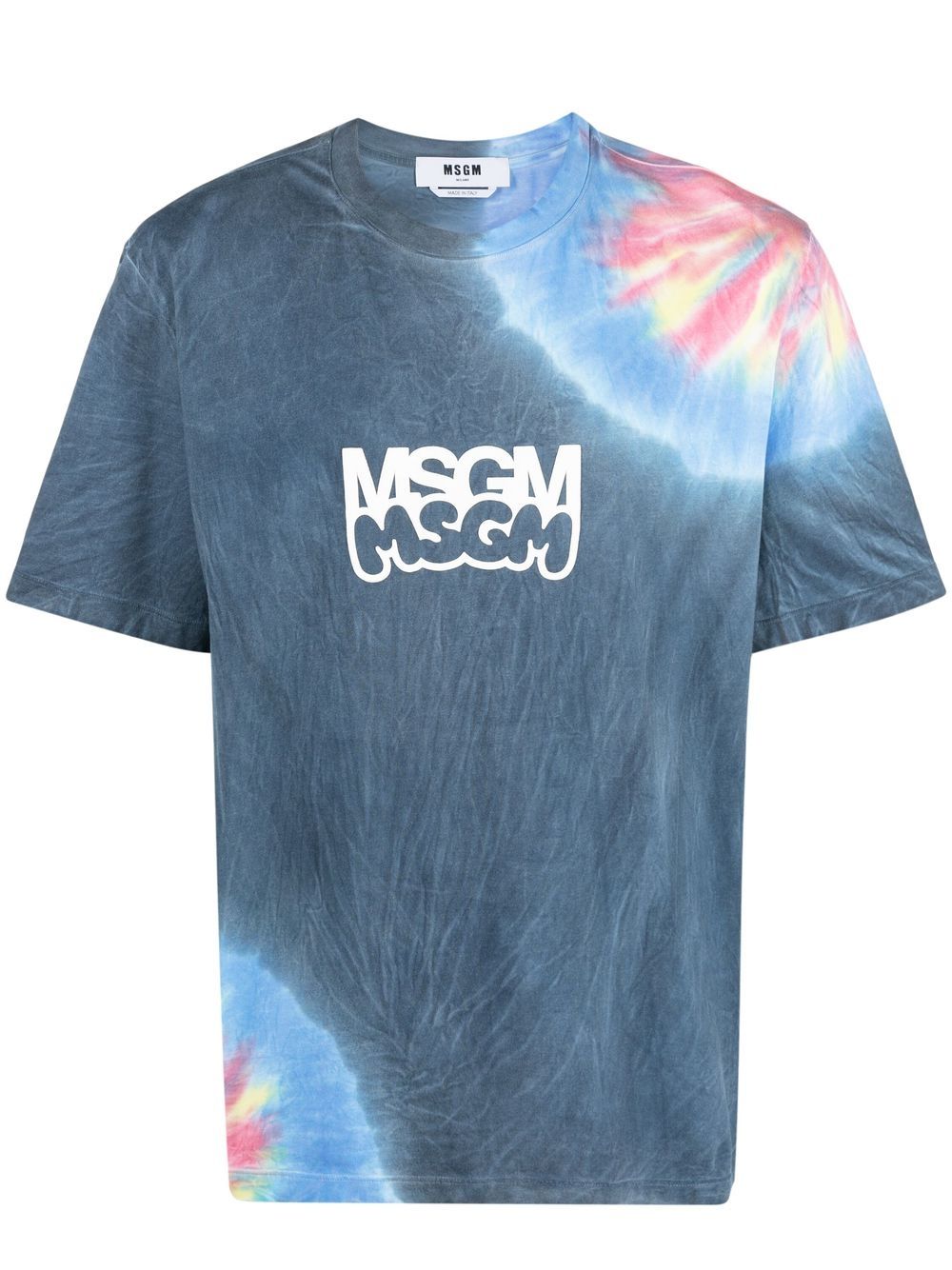 MSGM logo印花扎染T恤 - 蓝色