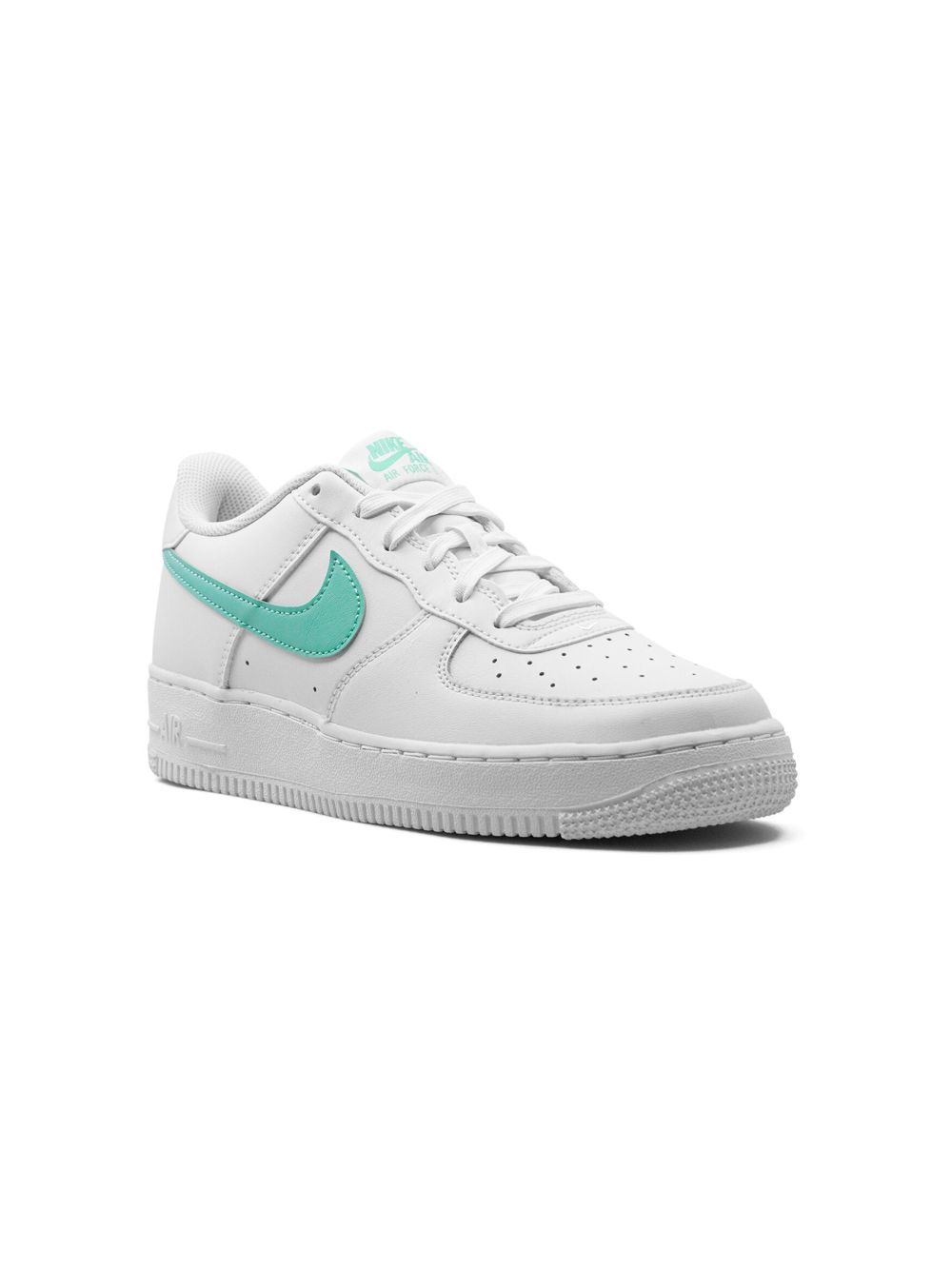 Nike Kids Air Force 1 Low Summit White/Emerald Rise 运动鞋 - 白色