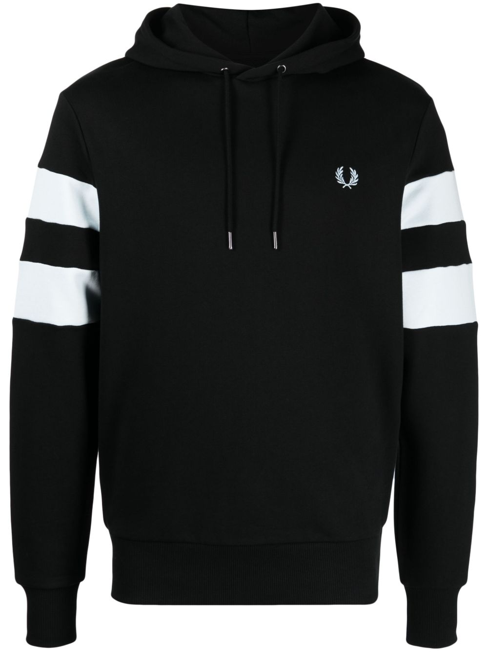 Fred Perry 条纹衣袖棉连帽衫 - 黑色