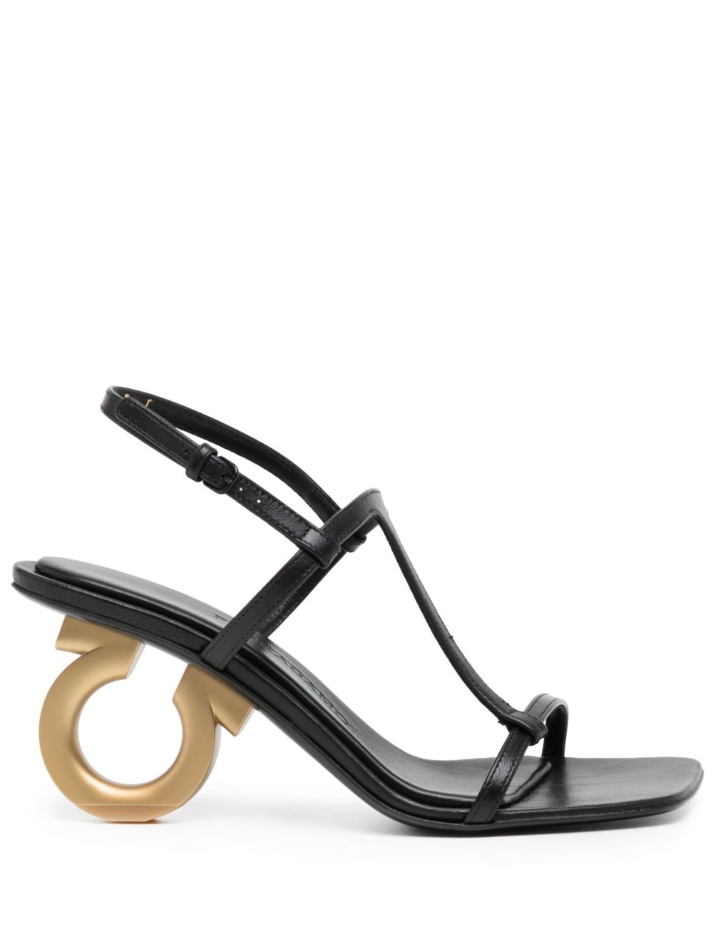 Ferragamo Elina 皮质中跟凉鞋 - 黑色