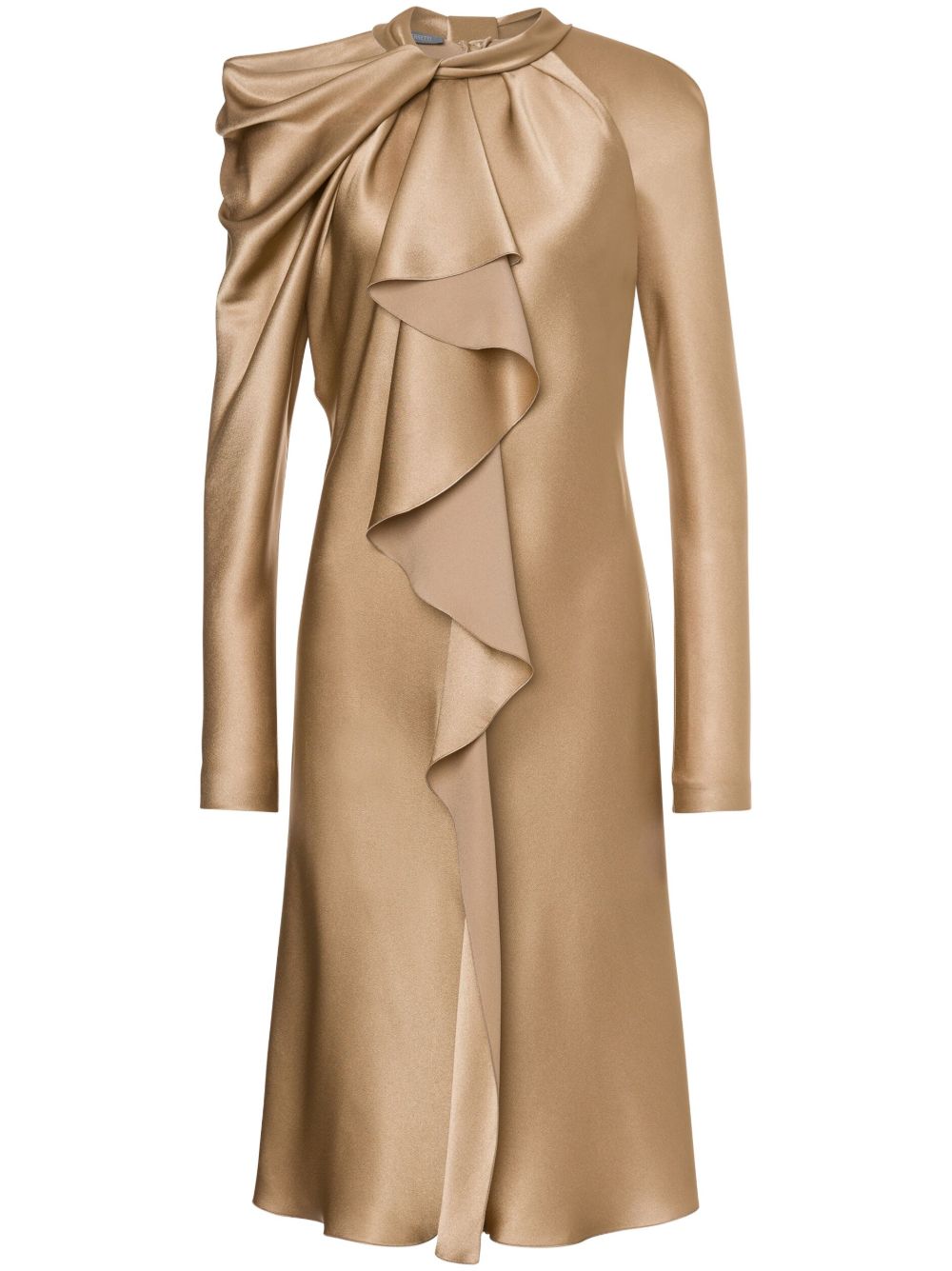 Alberta Ferretti 垂坠缎面中长连衣裙 - 中性色