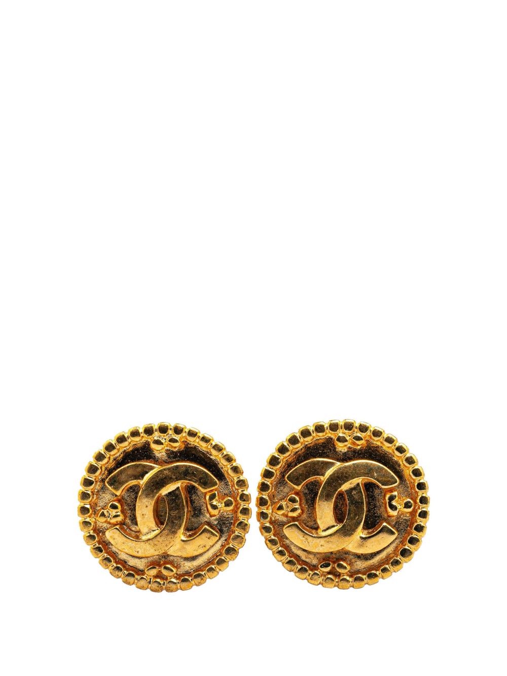 CHANEL Pre-Owned 镀金 CC 夹扣式耳环（1996年典藏款） - 金色