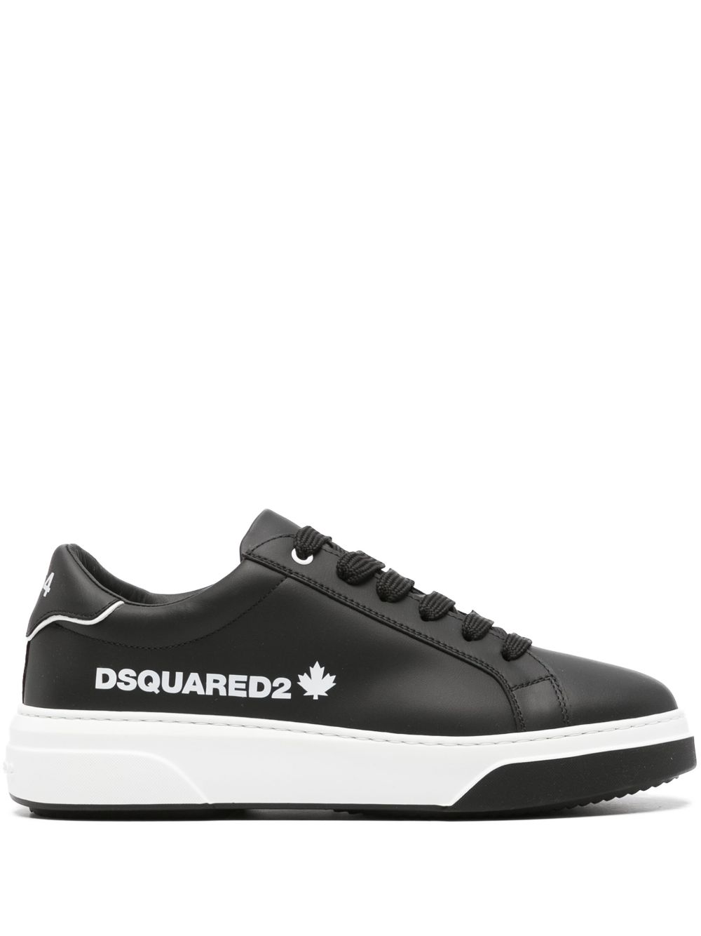 DSQUARED2 Bumper 系带皮质运动鞋 - 黑色
