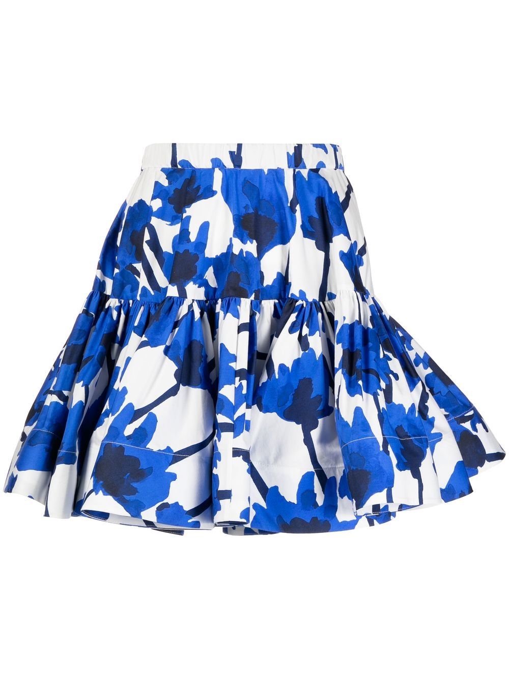 Jason Wu 抽象印花褶饰半身裙 - 蓝色