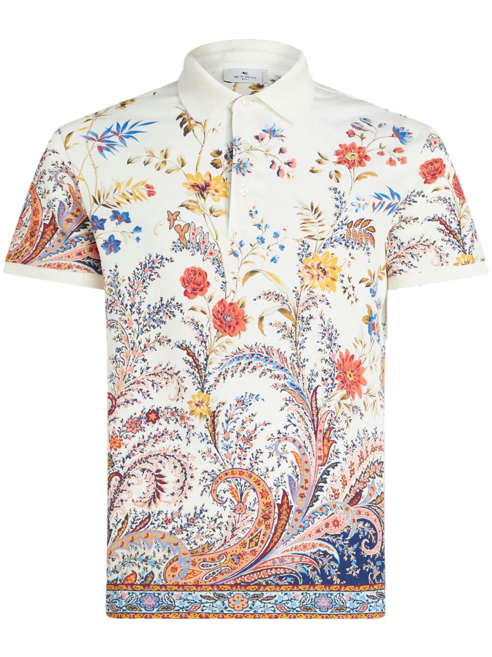 ETRO 花卉佩斯理印花棉polo衫 - 白色