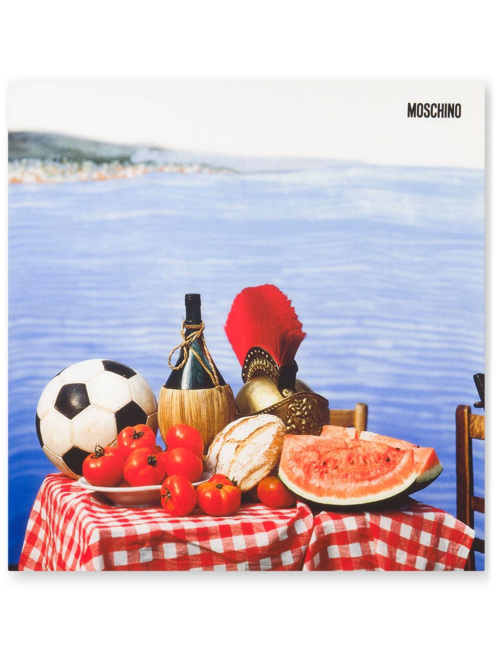 Moschino table-print scarf - 蓝色