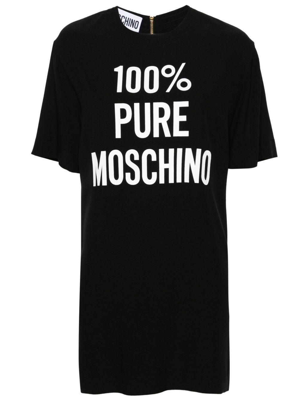 Moschino logo印花缎面迷你连衣裙 - 黑色