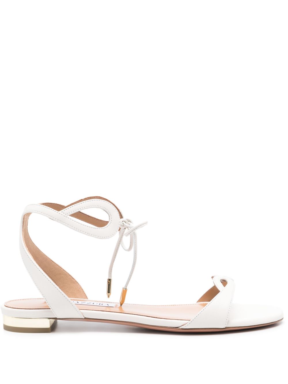 Aquazzura Tessa 皮质平底凉鞋 - 白色